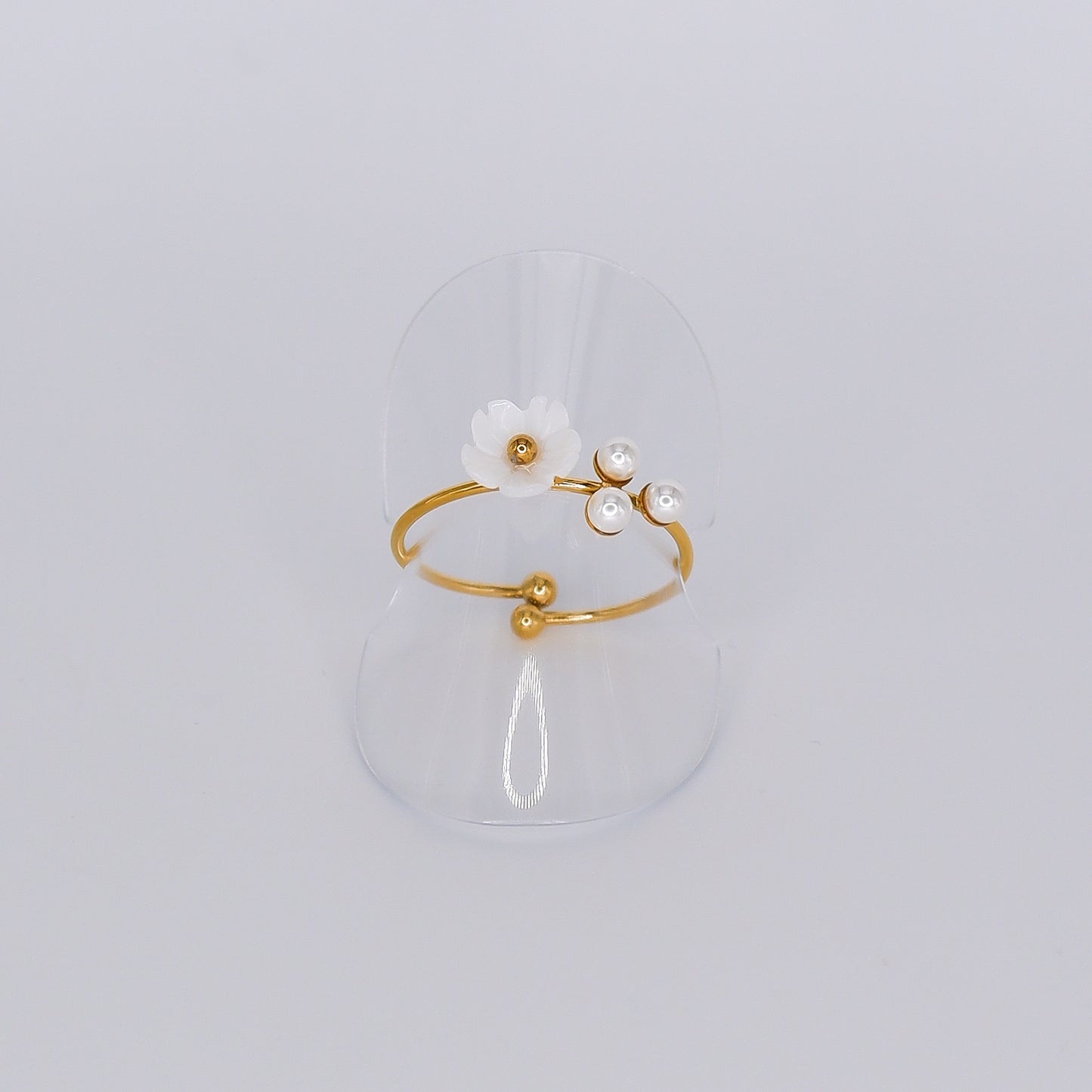 Anel Ajustável Flor Branca