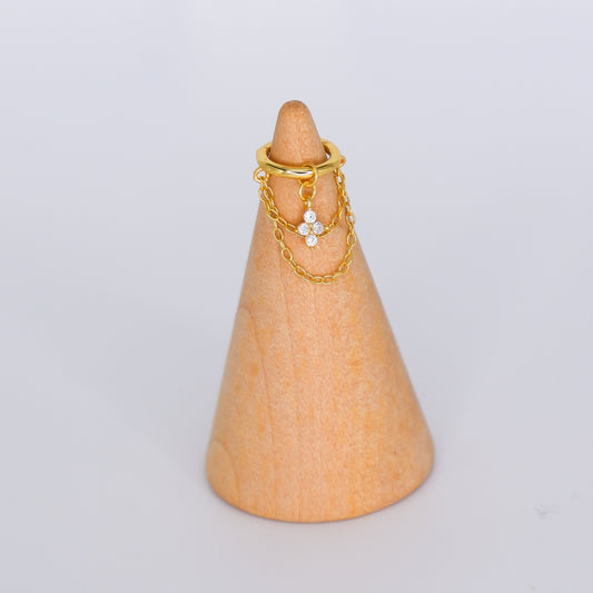 Argola Piercing S925 Flor Pendente