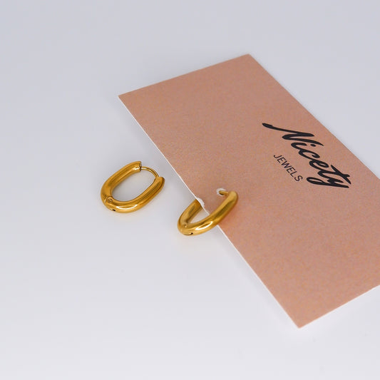 Argola Dourada Básica Retangular