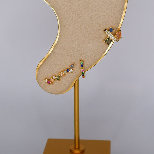 Argola S925 Colorida c/ Brilhantes