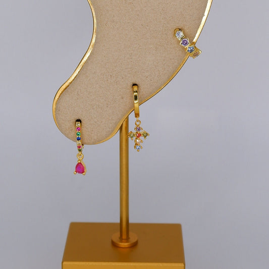 Argola S925 Colorida c/ Brilhantes