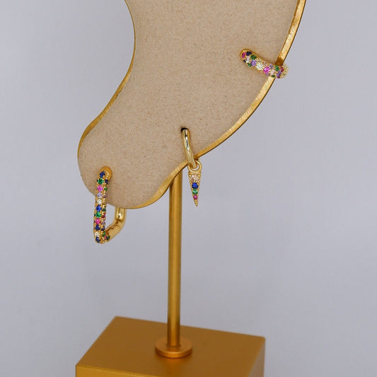 Argola S925 Colorida c/ Brilhantes