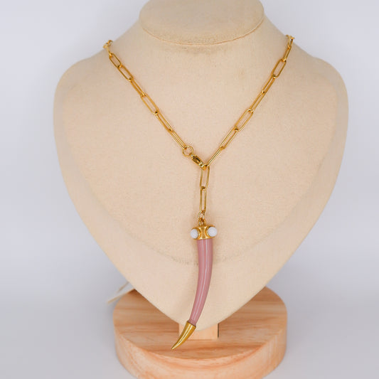 Colar Dente de Elefante Rosa