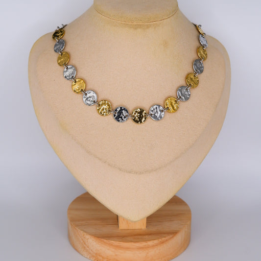 Colar Medalhas Bicolor