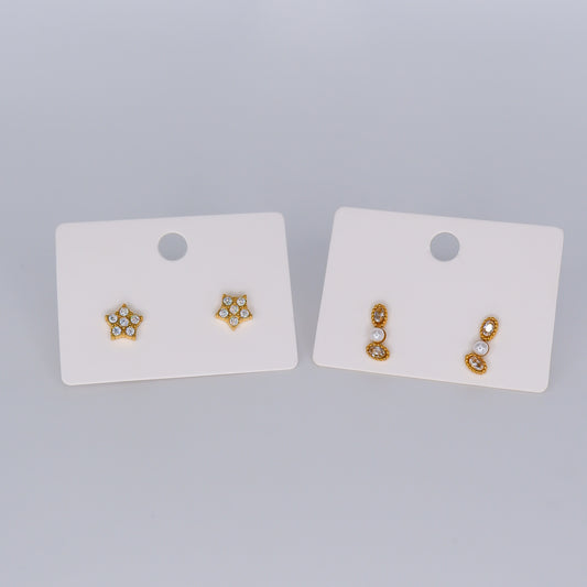 Brincos de Espeto Flor e 2 Brilhos