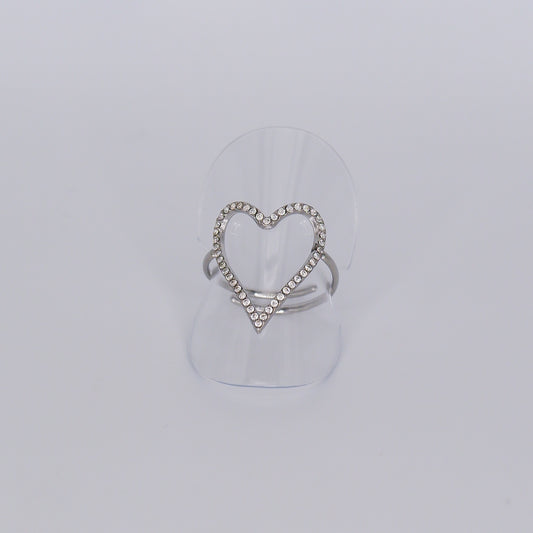 Anel Ajustável Coração Brilhante