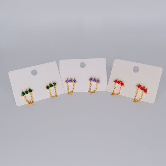 Brinco 3 Pedras com Corrente