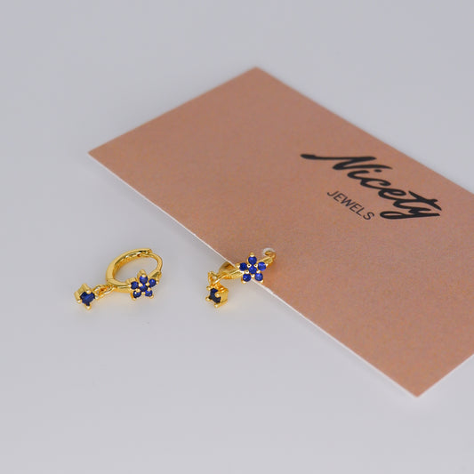 Argola S925 Flores Azuis