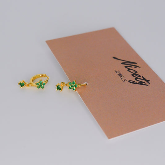 Argola S925 Flores Verdes