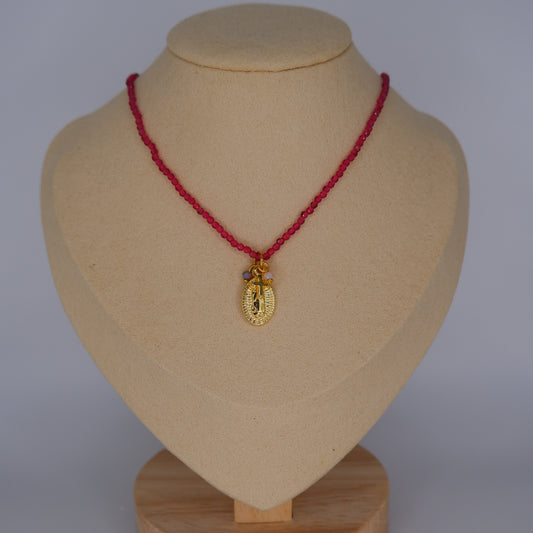 Colar Link & Love Medalha Rosa Escuro