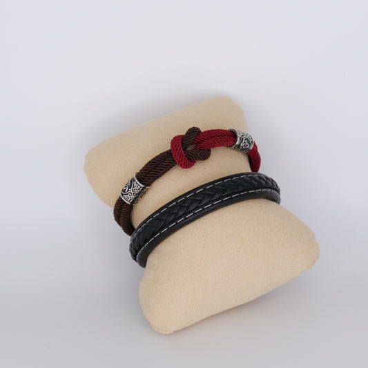 Pulseira Homem Bordeaux com Castanho e Preta