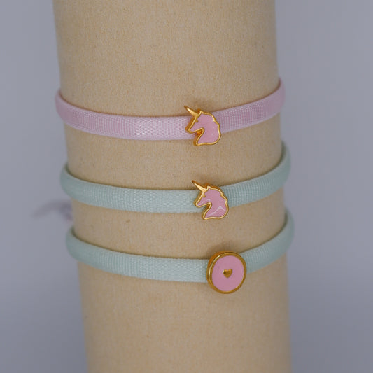 Pulseira Link & Love Criança Unicórnio e Coração