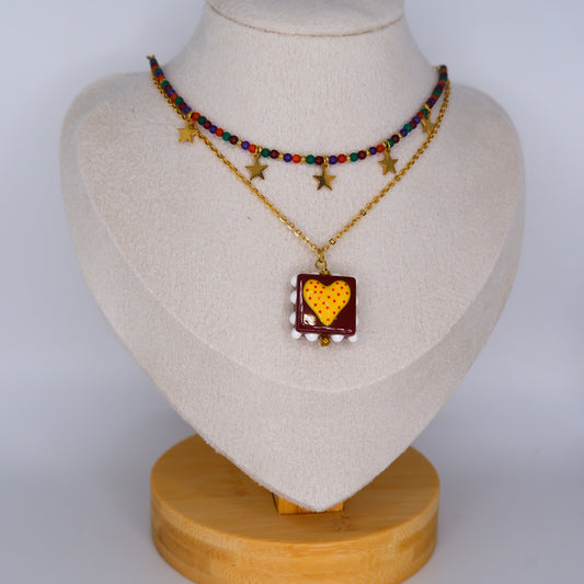 Colares Estrelas Pendentes e Coração Pendente