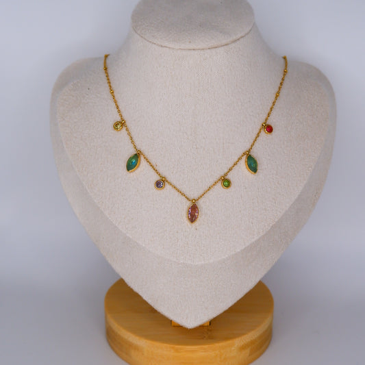 Colar Brilhos Coloridos Pendentes