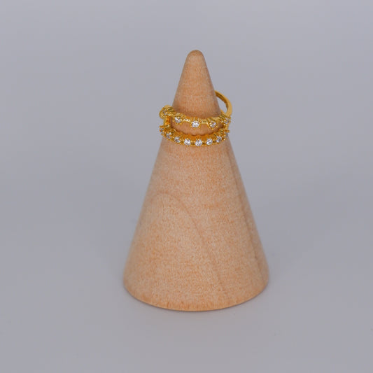 Earcuff Dourada Dupla Brilhantes