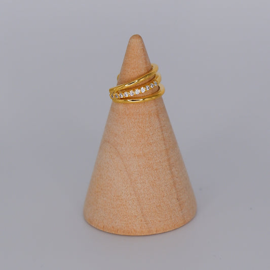 Earcuff Dourada Tripla Brilhantes