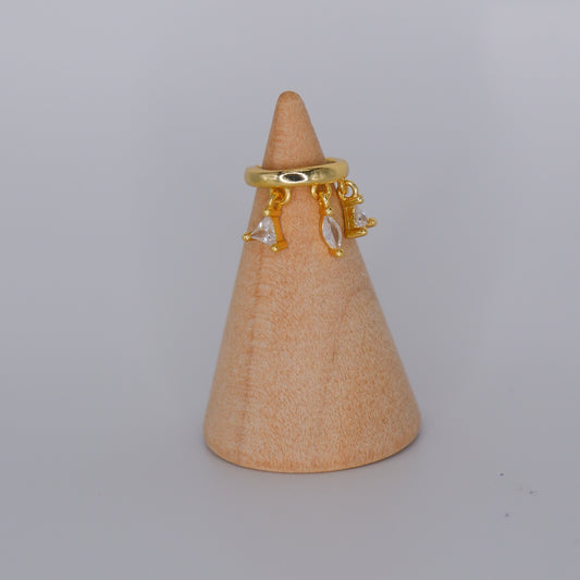 Earcuff S925 Dourada Pendentes Brilhantes