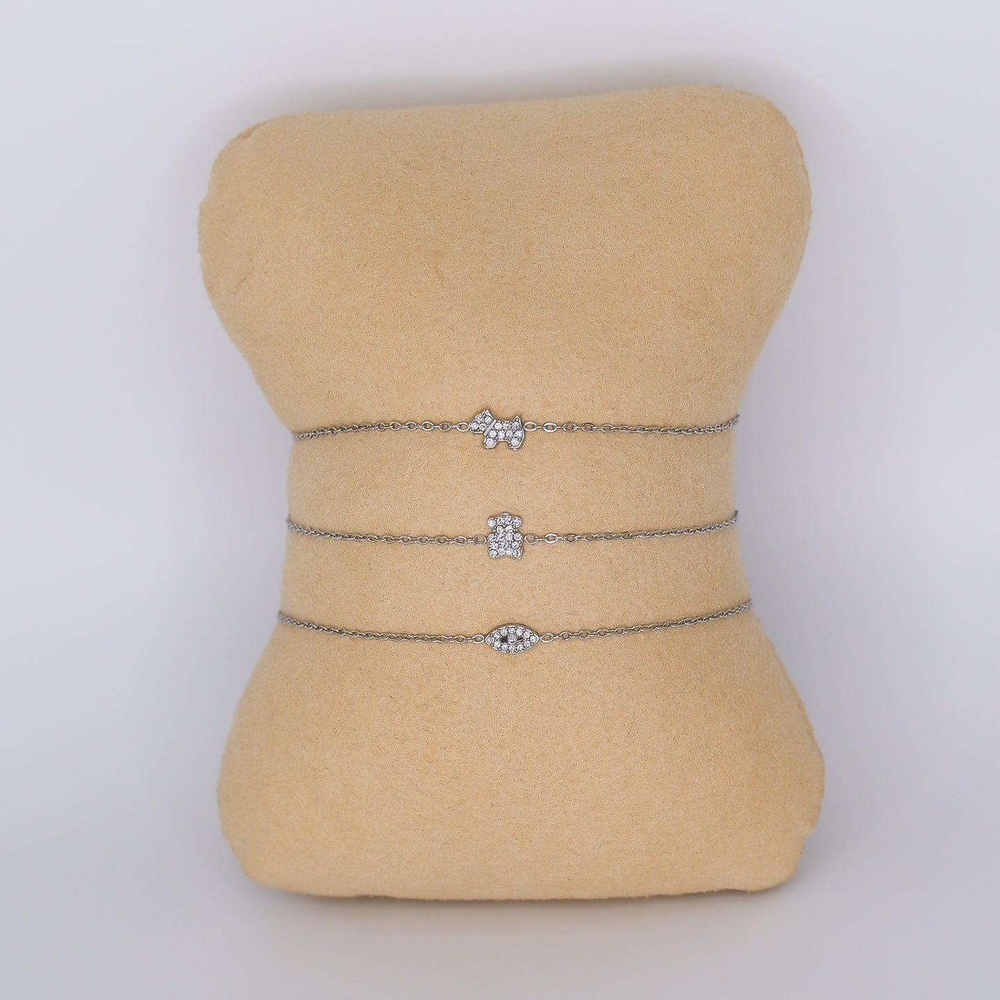 Pulseira Aço Inoxidável Cão, Urso e Olho