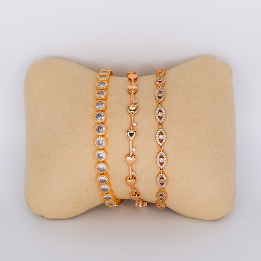 Pulseiras Aço Inoxidável Olho, Corações e Brilhos