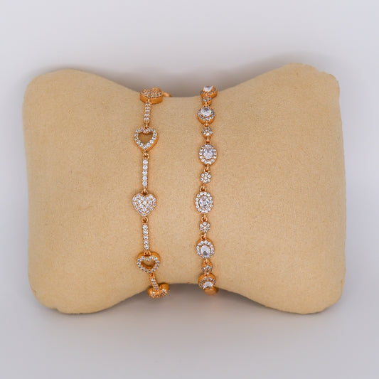 Pulseiras Aço Inoxidável Corações e Brilhos