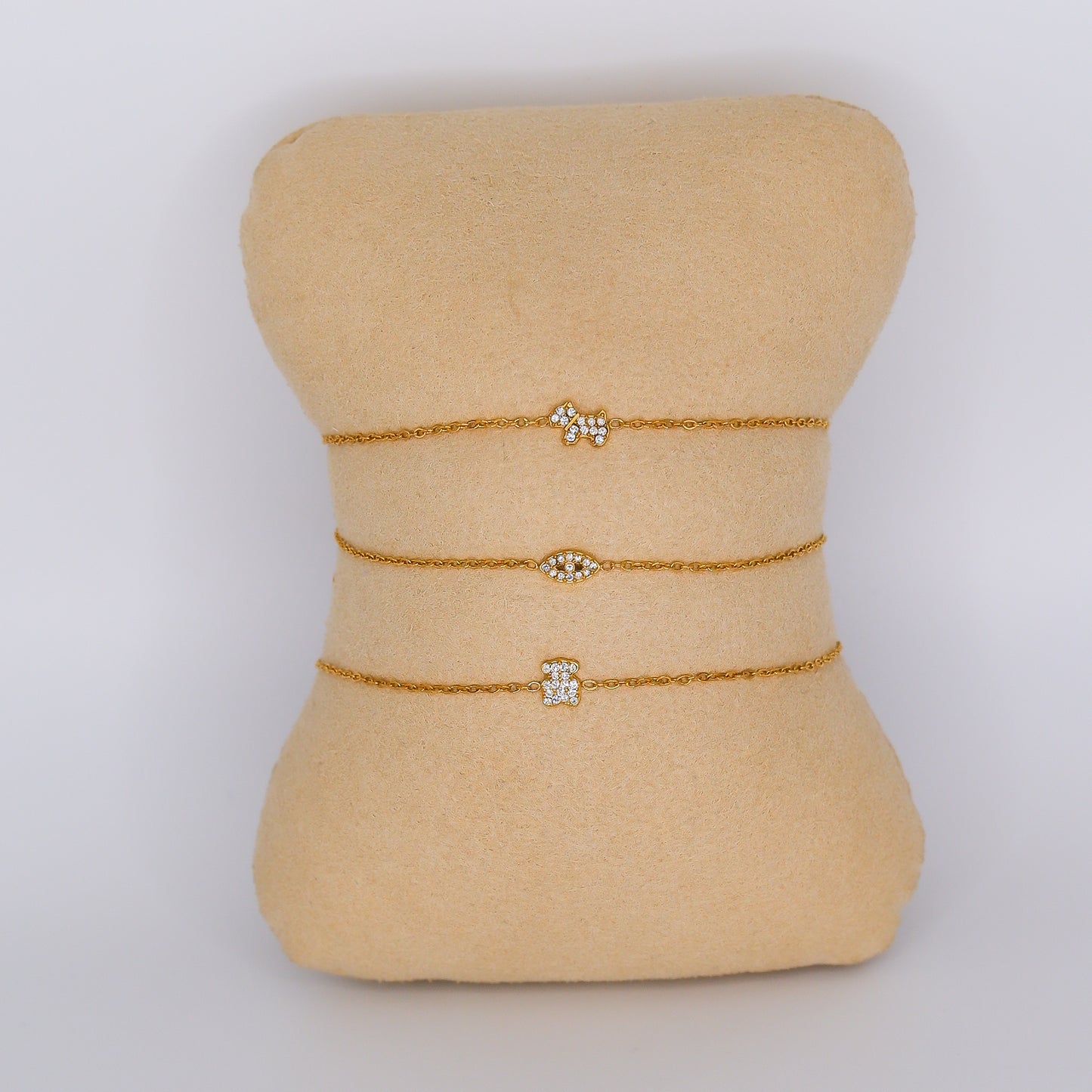 Pulseira Aço Inoxidável Cão, Olho e Urso Brilhantes