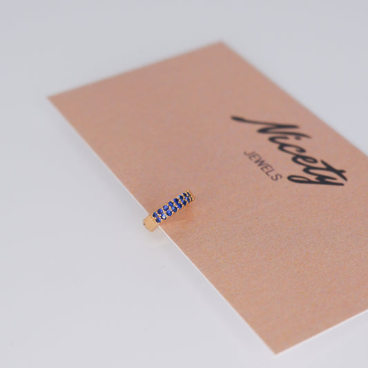 Mini Argolas 8mm Douradas Duplas Azul
