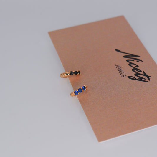 Mini Argolas 6mm Hipoalergénicas Pretas e Azuis