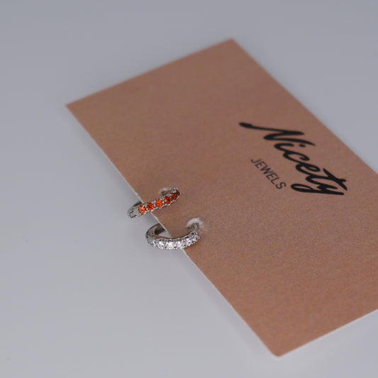 Mini Argolas 7,5mm Hipoalergénicas Prateadas Torta Laranja e Transparente