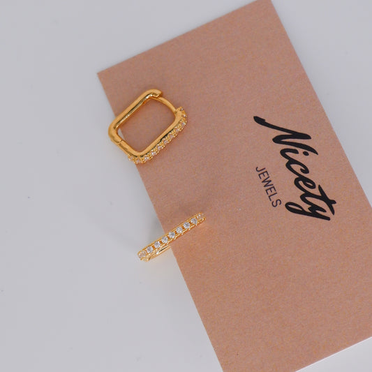 Argola Quadrada Brilhantes Transparentes