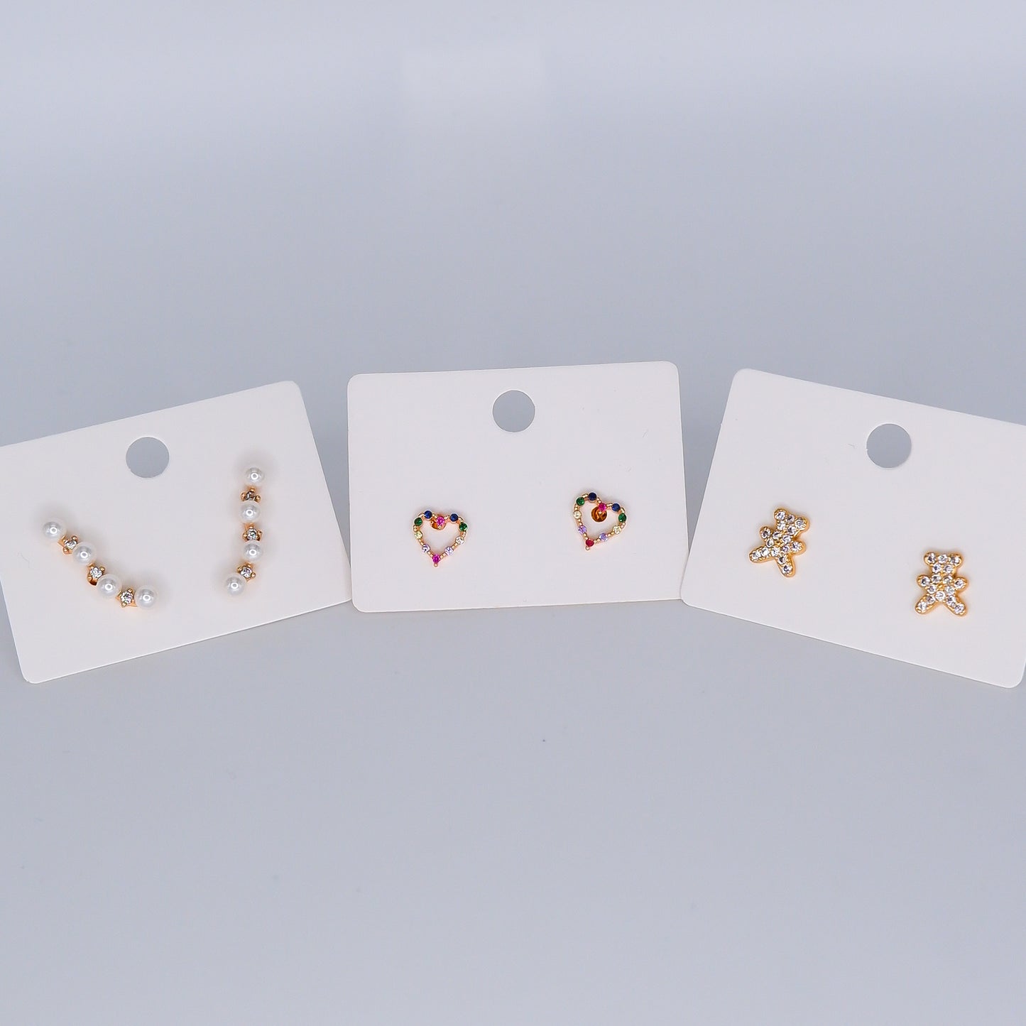 Brincos de Espeto Pérolas, Coração e Urso