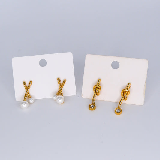 Brinco de Espeto X com Pérolas e Nó com Pendente