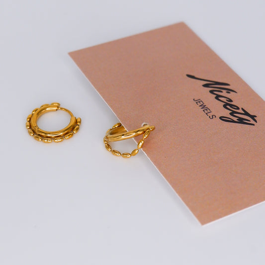 Argola Dourada Dupla com Corrente