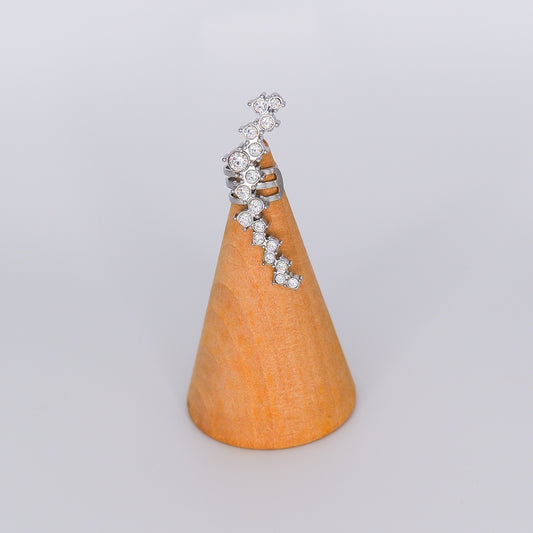 Earcuff Prateada Brilhos Transparentes