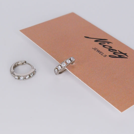 Argola Prateada Brilhantes