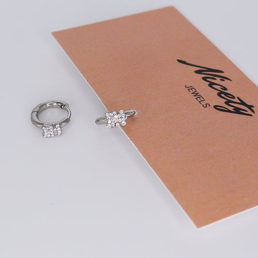 Argola Prateada Urso Brilhante