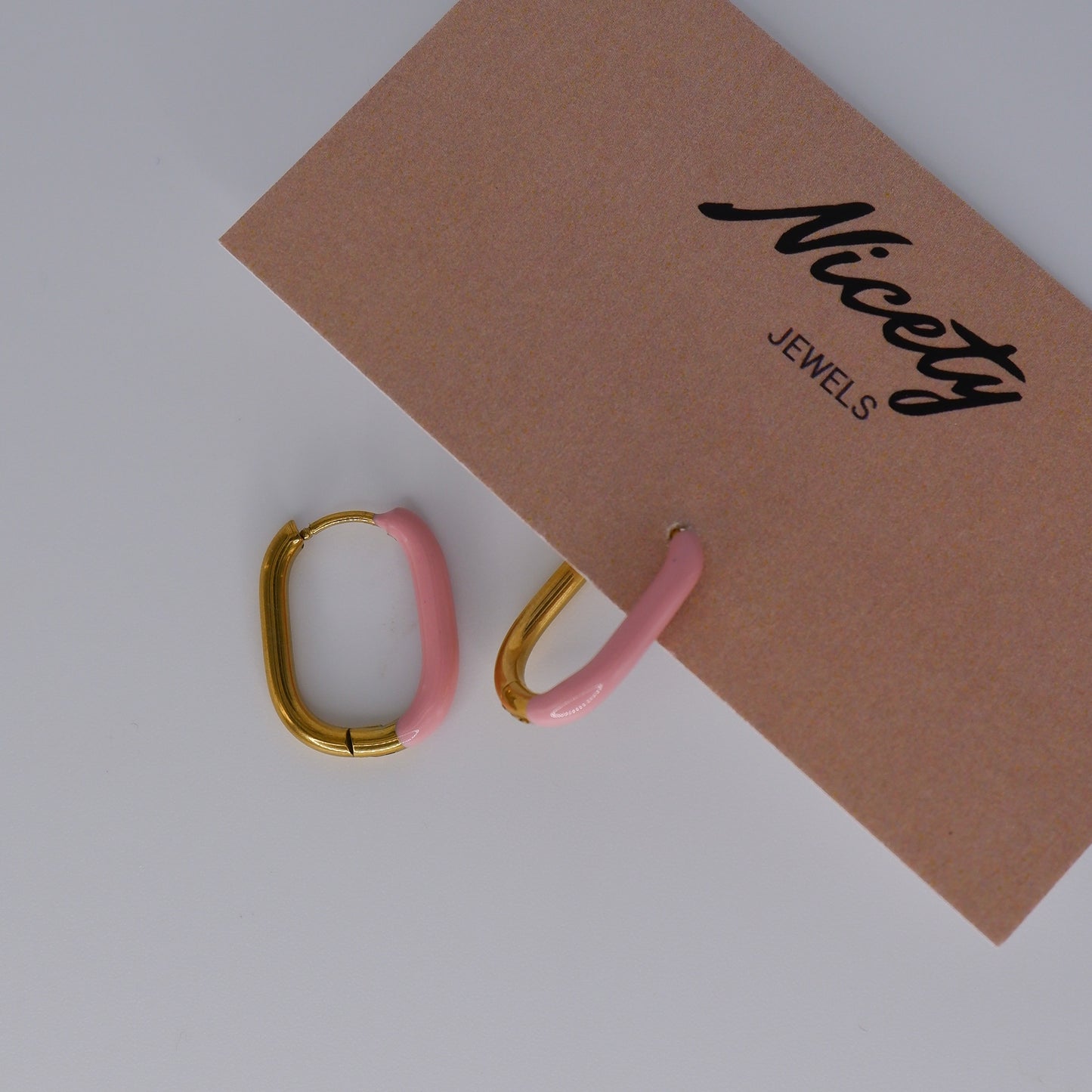 Argola Aço Inoxidável Oval Rosa