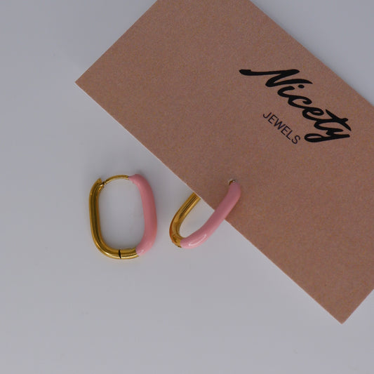 Argola Aço Inoxidável Oval Rosa