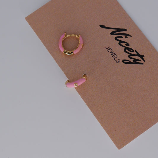 Argola Rosa Bébé com Brilhante