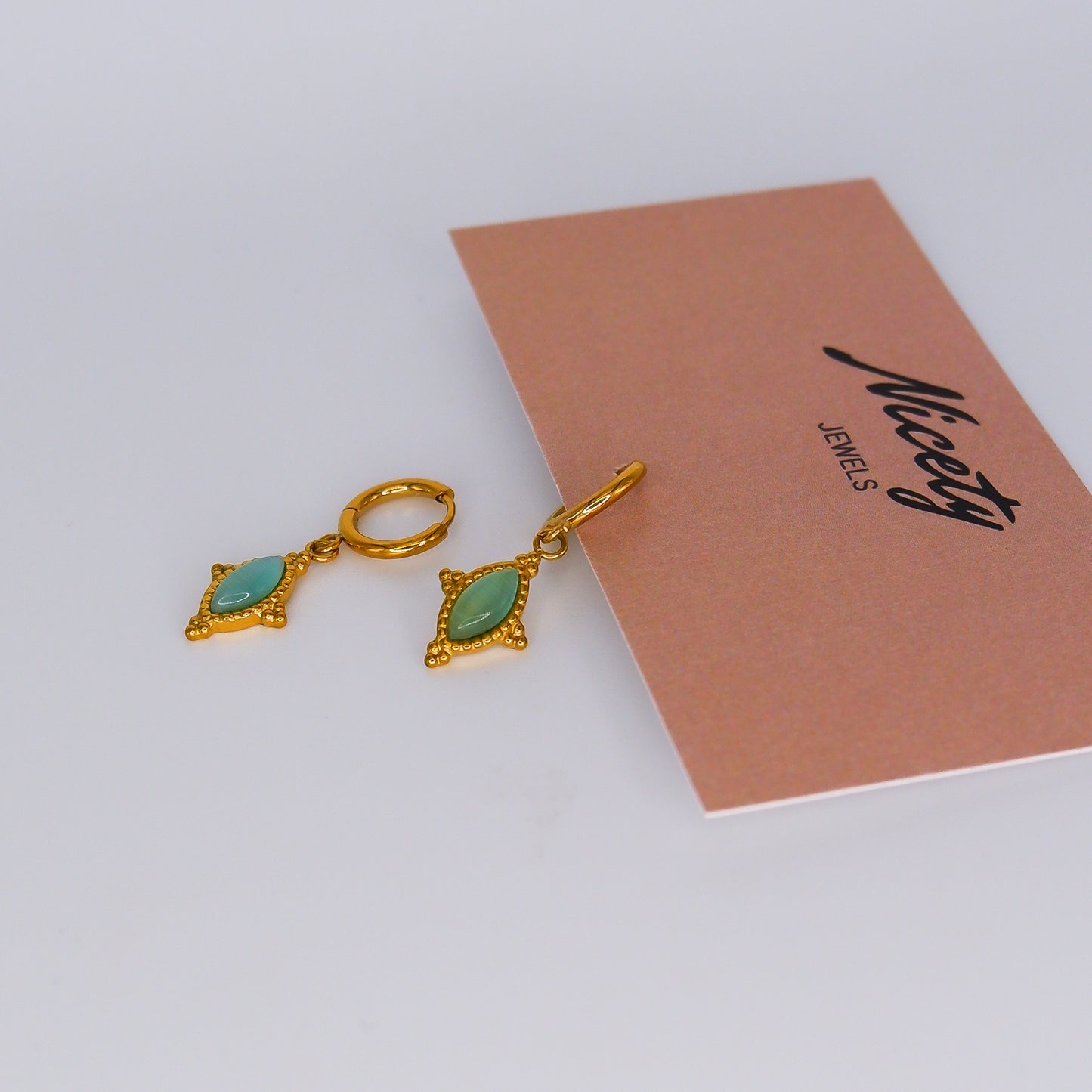 Argola Pendente Verde Água