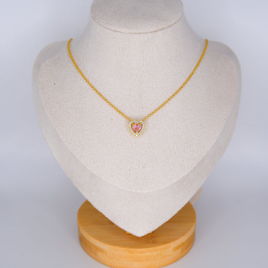 Colar S925 Coração Rosa