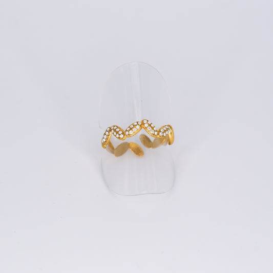 Anel Ajustável ZigZag de Brilhos