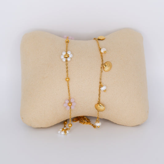 Pulseiras Pé Flores e Conchas