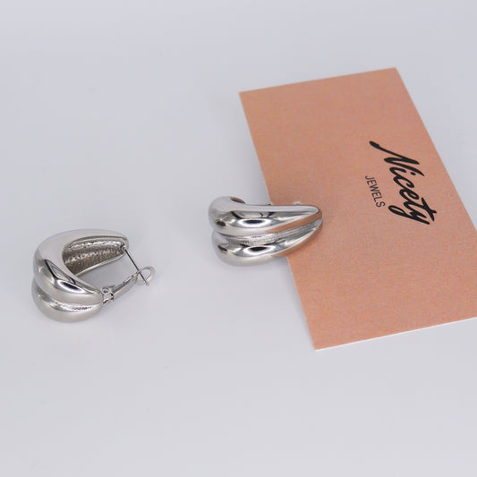 Argola Prateada Dupla Grossa