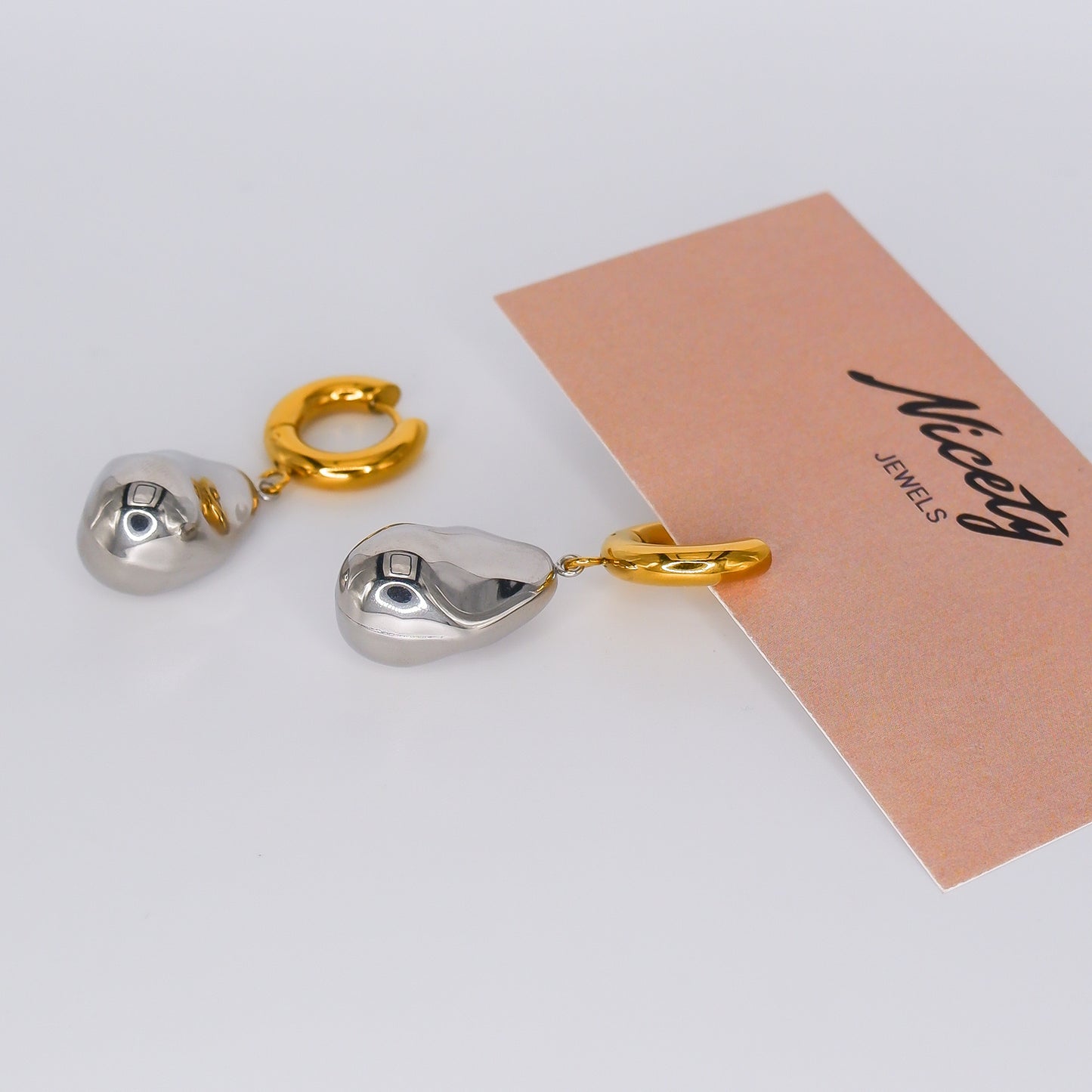 Argola Com Pendente Bicolor