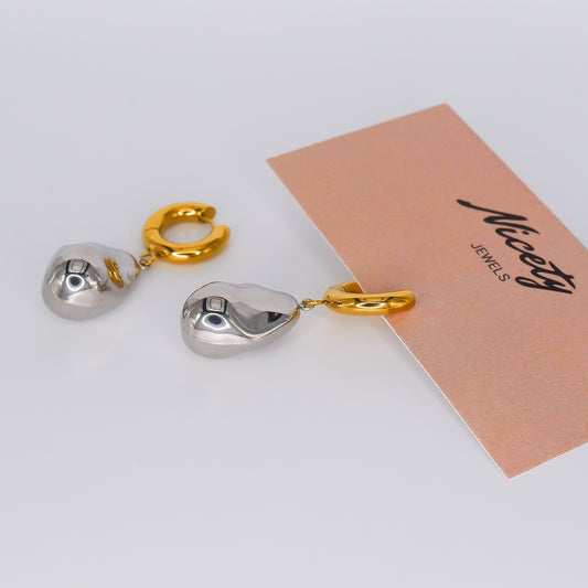 Argola Com Pendente Bicolor