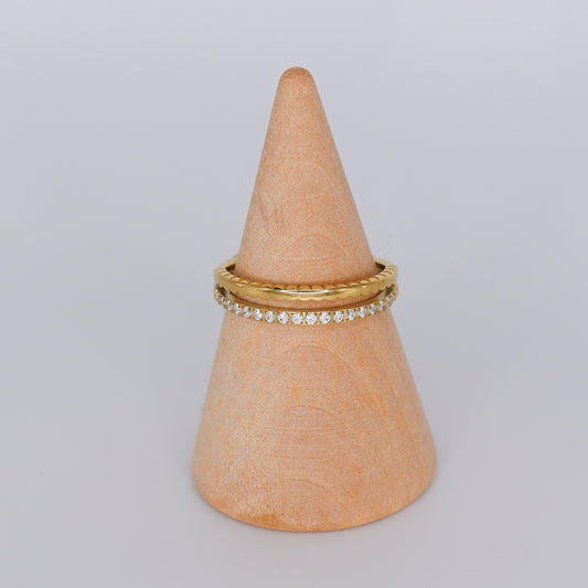 Anel Dourado Duplo com Brilhantes