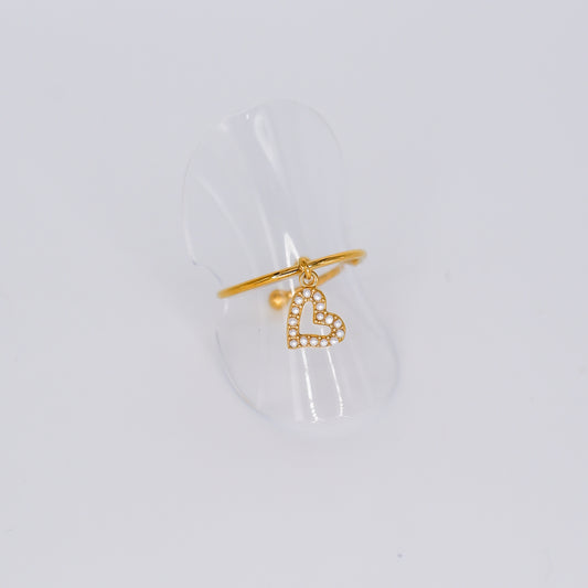 Anel Ajustável Coração Pendente