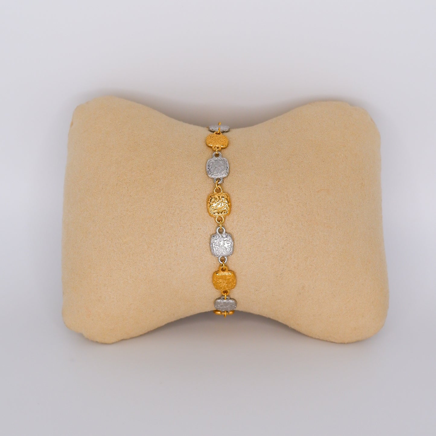 Pulseira Aço Inoxidável Círculos Bicolor