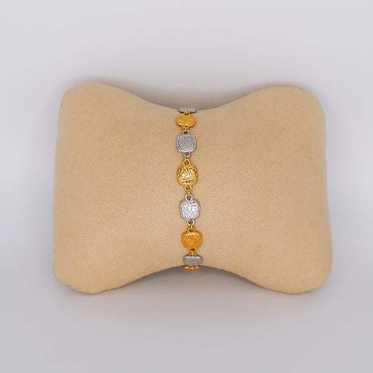 Pulseira Aço Inoxidável Círculos Bicolor