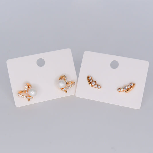 Brinco de Espeto Coração com Pérola e Brilhos